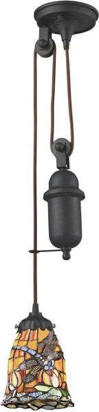 Mix-N-Match 1 Light Pulldown Pendant In Tiffany Bronze