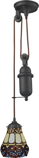 Mix-N-Match 1 Light Pulldown Pendant In Tiffany Bronze