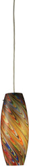 Vortex 1 Light Led Pendant In Satin Nickel and Rainbow Glass