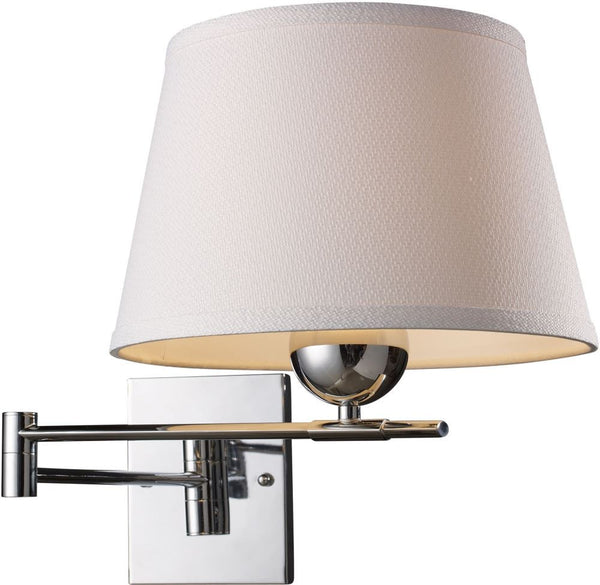 Lanza 1 Light Swing Arm Sconce In Polished Chrome With Off-White Shade