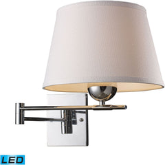 Lanza 1 Light Led Swing Arm Sconce In Polished Chrome With Off-White Shade