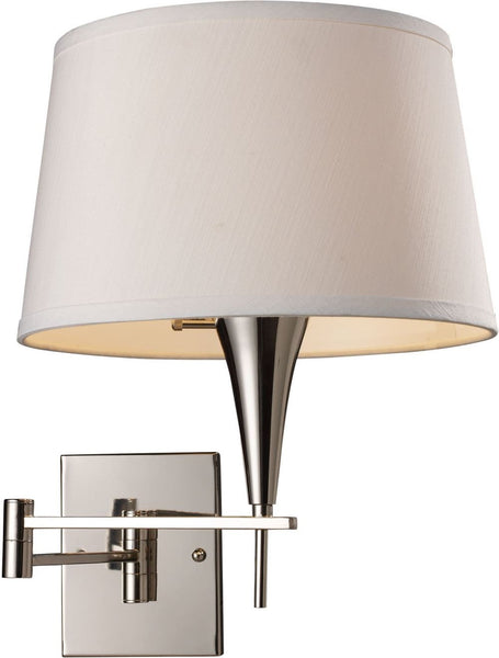 Swingarms 1 Light Swingarm Sconce In Polished Chrome and Off White
