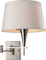Swingarms 1 Light Swingarm Sconce In Polished Chrome and Off White