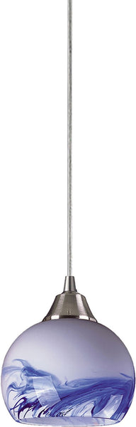 Mela 1 Light Led Pendant In Satin Nickel and Mountain Glass