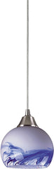 Mela 1 Light Led Pendant In Satin Nickel and Mountain Glass