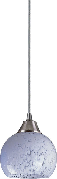 Mela 1 Light Led Pendant In Satin Nickel and Snow White Glass