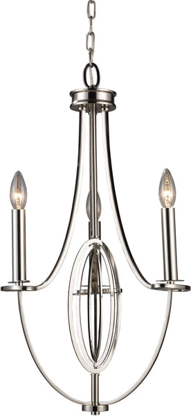Dione 3 Light Chandelier In Polished Nickel