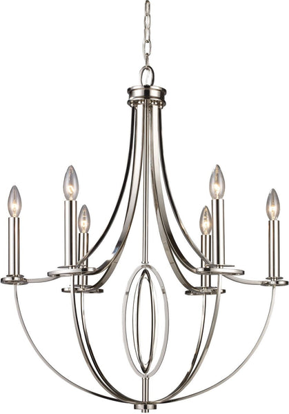 Dione 6 Light Chandelier In Polished Nickel
