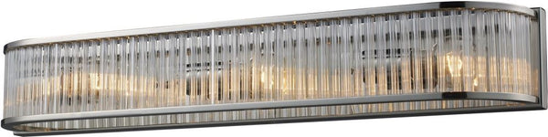 Braxton 3 Light Vanity In Polished Nickel and Ribbed Glass Rods