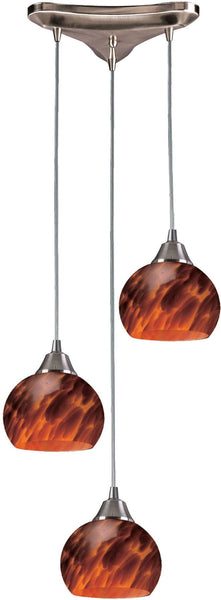 Mela 3 Light Pendant In Satin Nickel and Espresso