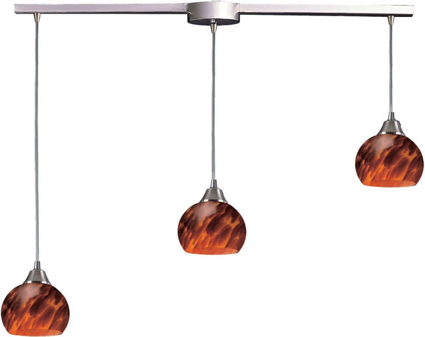 Mela 3 Light Pendant In Satin Nickel and Espresso