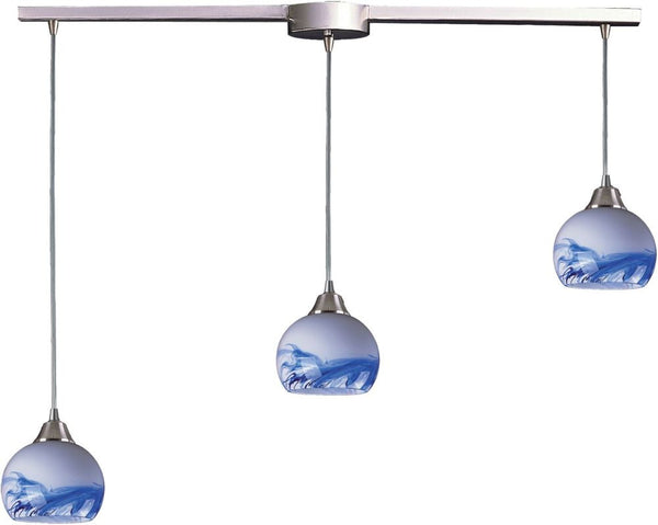 Mela 3 Light Pendant In Satin Nickel and Mountain