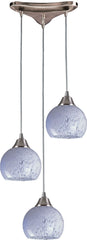 Mela 3 Light Pendant In Satin Nickel and Snow White