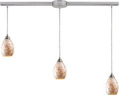 Capri 3 Light Pendant In Satin Nickel and Capiz Shell
