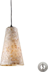Capri 1 Light Pendant In Satin Nickel and Capiz Shell - Includes Recessed Lighting Kit
