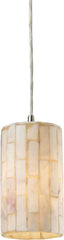Coletta 1 Light Pendant In Satin Nickel and Genuine Stone
