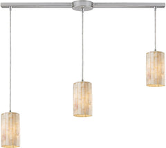 Coletta 3 Light Pendant In Satin Nickel and Genuine Stone