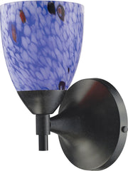 Celina 1 Light Sconce In Dark Rust and Starburst Blue Glass