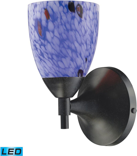 Celina 1 Light Led Sconce In Dark Rust and Starburst Blue Glass