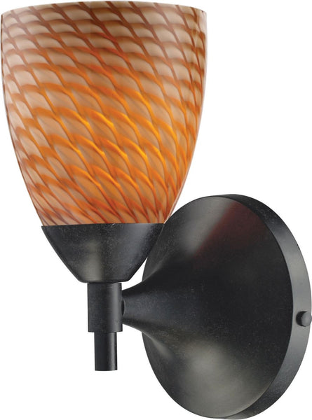 Celina 1 Light Sconce In Dark Rust and Cocoa Glass