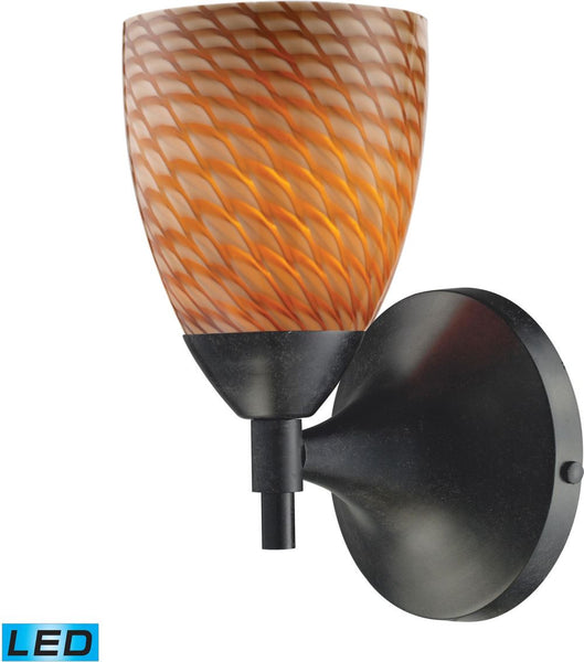 Celina 1 Light Led Sconce In Dark Rust and Cocoa Glass