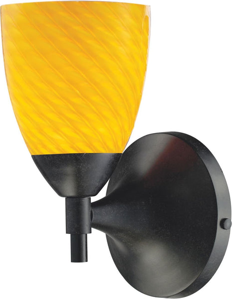 Celina 1 Light Sconce In Dark Rust and Canary Glass