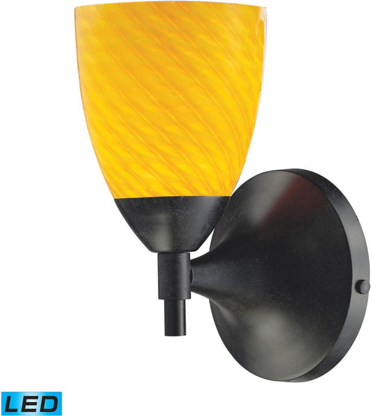 Celina 1 Light Led Sconce In Dark Rust and Canary Glass