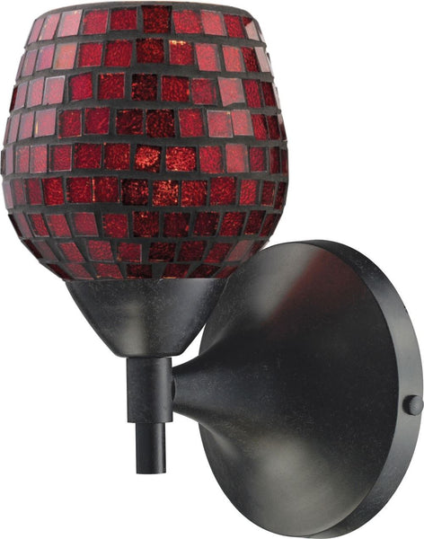 Celina 1 Light Sconce In Dark Rust and Copper Glass