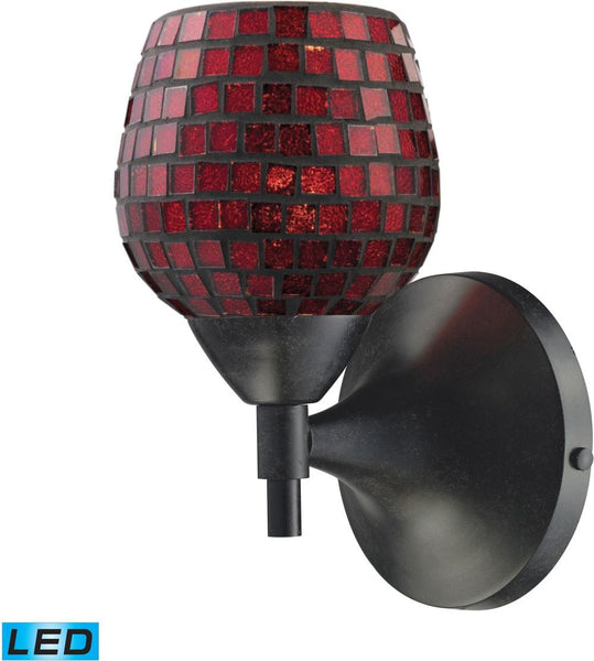 Celina 1 Light Led Sconce In Dark Rust and Copper Glass