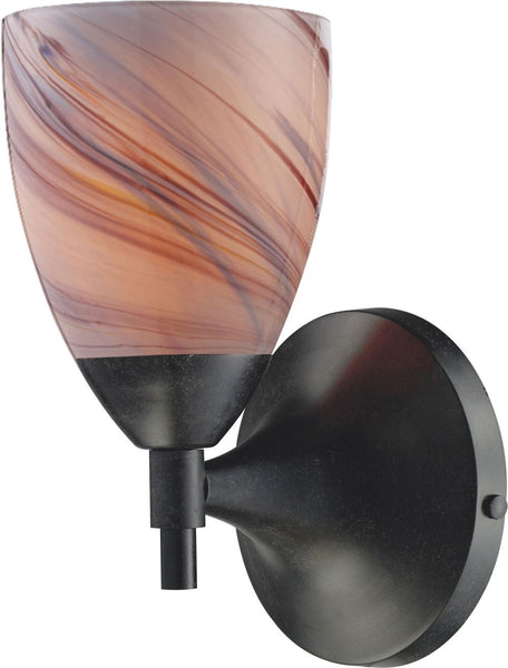 Celina 1 Light Sconce In Dark Rust and Creme Glass