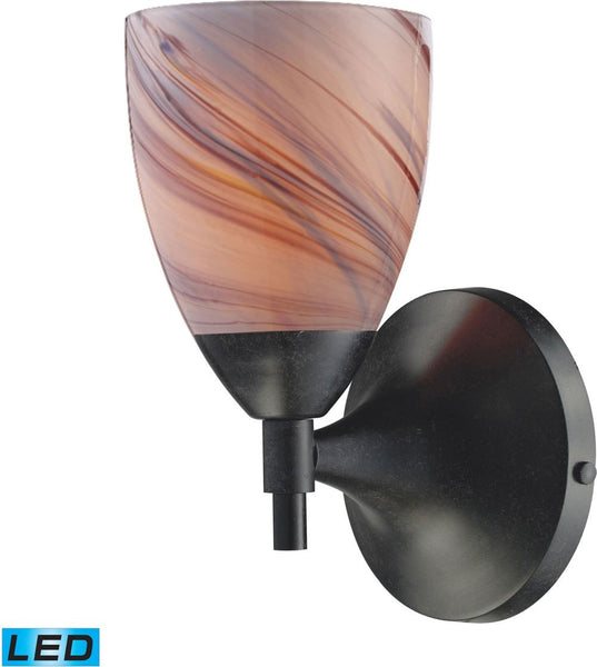 Celina 1 Light Led Sconce In Dark Rust and Creme Glass