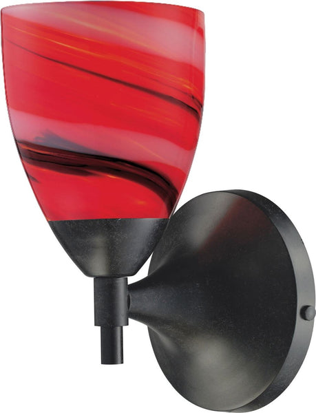Celina 1 Light Sconce In Dark Rust and Candy Glass