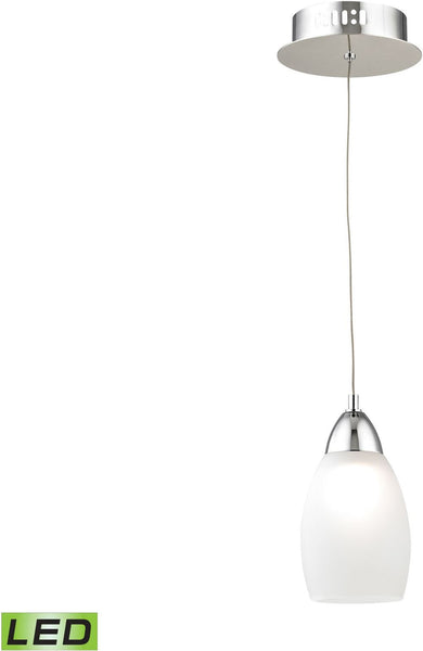 Buro 1 Light Led Pendant In Chrome With White Glass