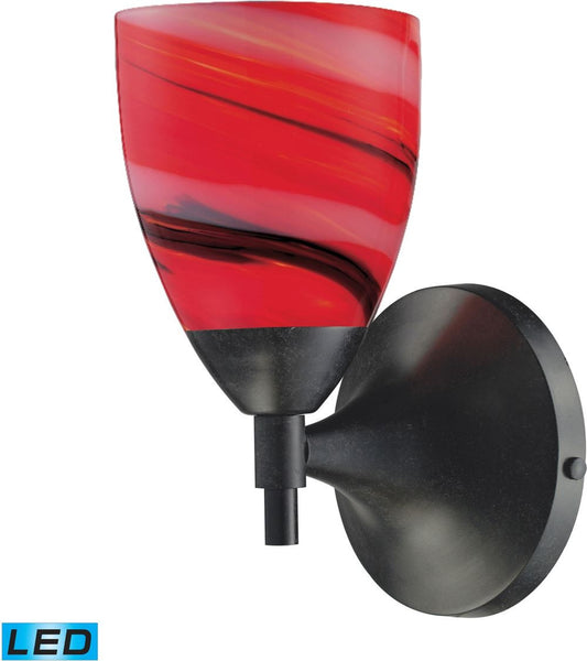Celina 1 Light Led Sconce In Dark Rust and Candy Glass