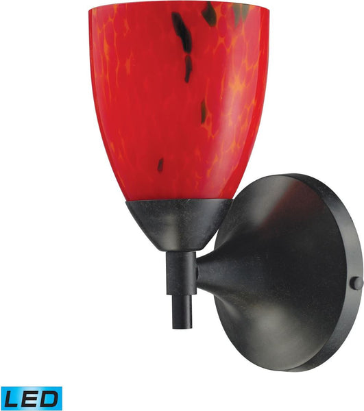 Celina 1 Light Led Sconce In Dark Rust and Fire Red