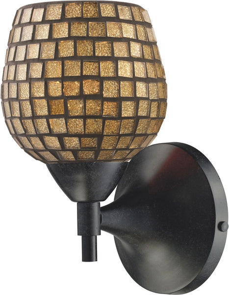 Celina 1 Light Sconce In Dark Rust and Gold Glass
