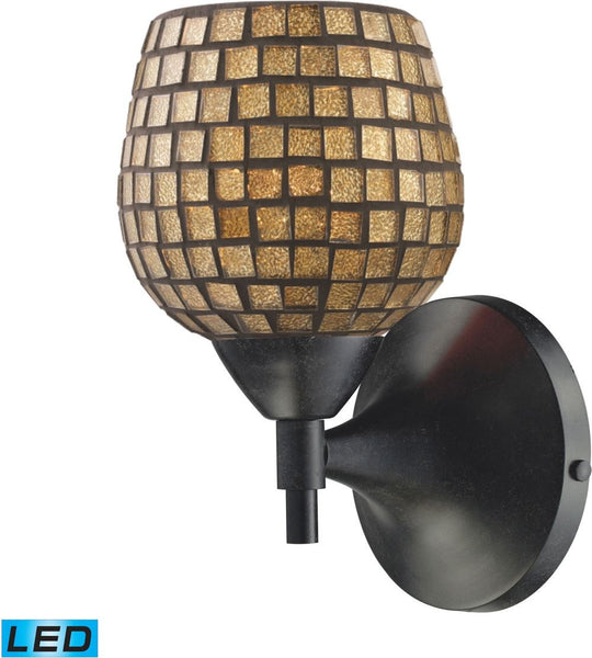 Celina 1 Light Led Sconce In Dark Rust and Gold Glass