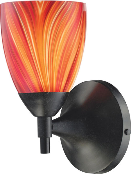 Celina 1 Light Sconce In Dark Rust and Multi Glass