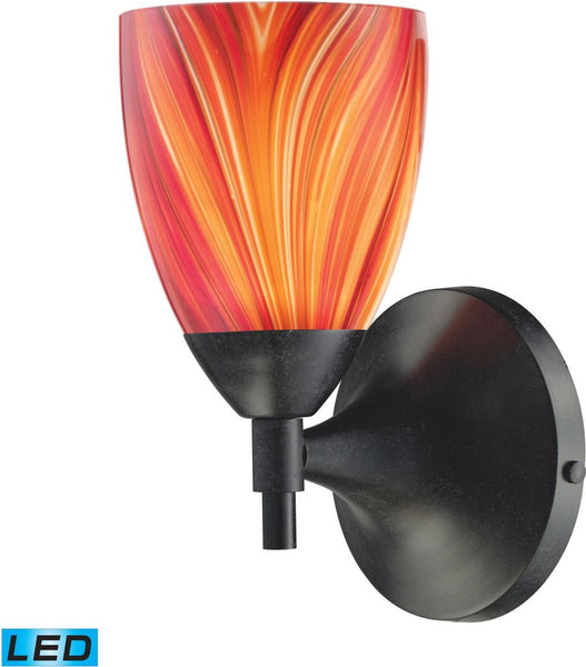 Celina 1 Light Led Sconce In Dark Rust and Multi Glass