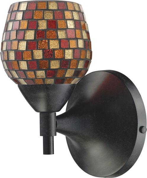 Celina 1 Light Sconce In Dark Rust and Multi Fusion Glass