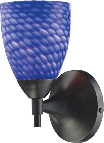 Celina 1 Light Sconce In Dark Rust and Sapphire Glass