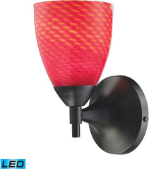 Celina 1 Light Led Sconce In Dark Rust and Scarlet Red Glass