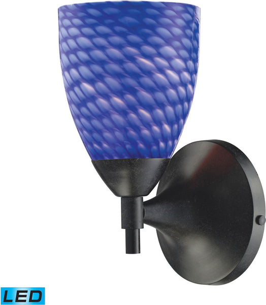 Celina 1 Light Led Sconce In Dark Rust and Sapphire Glass