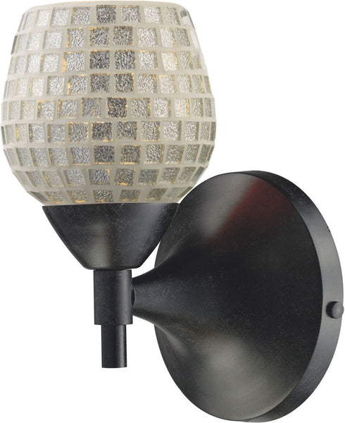Celina 1 Light Sconce In Dark Rust and Silver Glass