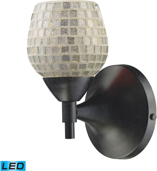 Celina 1 Light Led Sconce In Dark Rust and Silver Glass