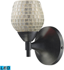 Celina 1 Light Led Sconce In Dark Rust and Silver Glass