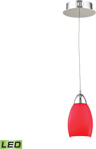 Buro 1 Light Led Pendant In Chrome With Red Glass