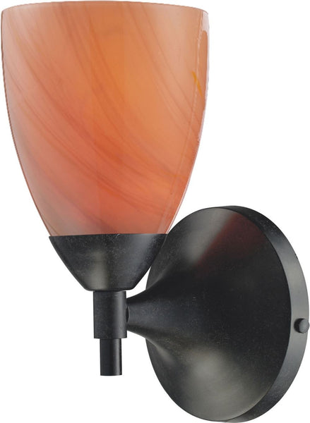 Celina 1 Light Sconce In Dark Rust and Sandy Glass
