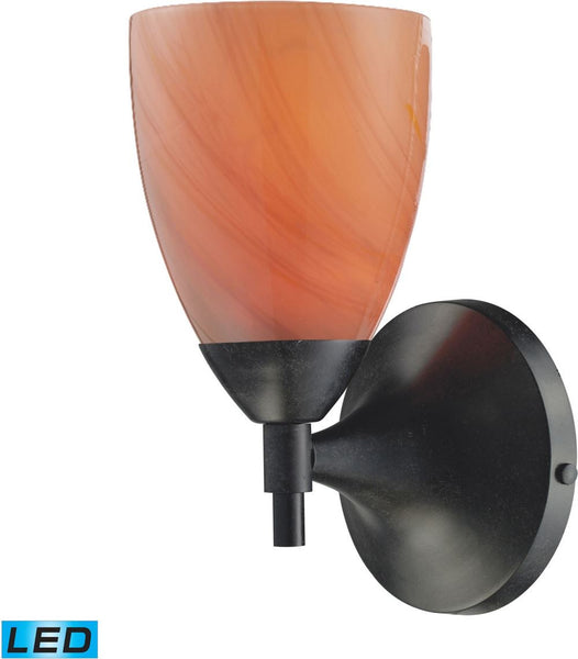 Celina 1 Light Led Sconce In Dark Rust and Sandy Glass
