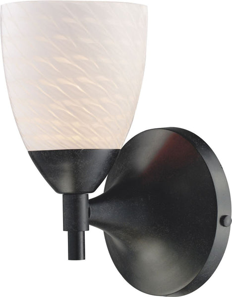 Celina 1 Light Sconce In Dark Rust and White Swirl Glass